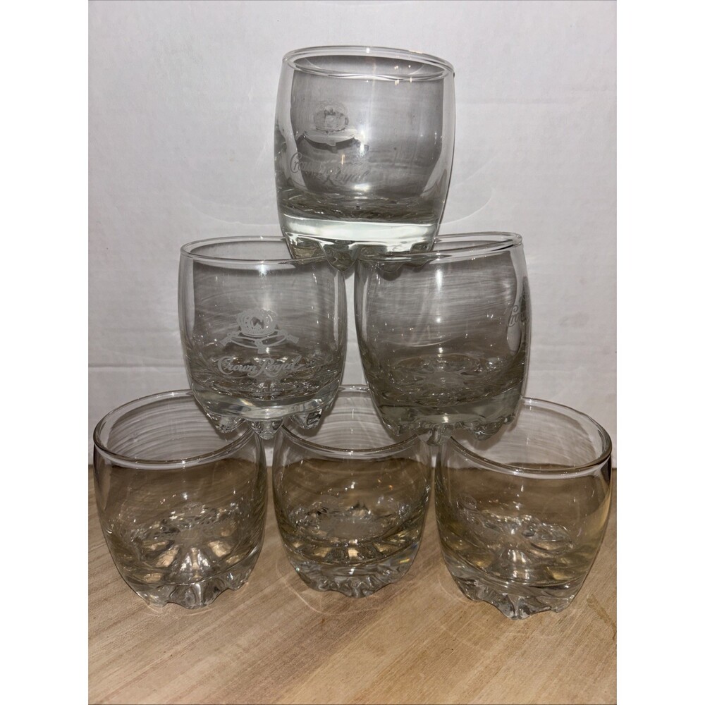 Crown Royal Footed Set of 6  6.5 oz Whiskey/Brandy  Tumbler Glasses Heavy VTG?